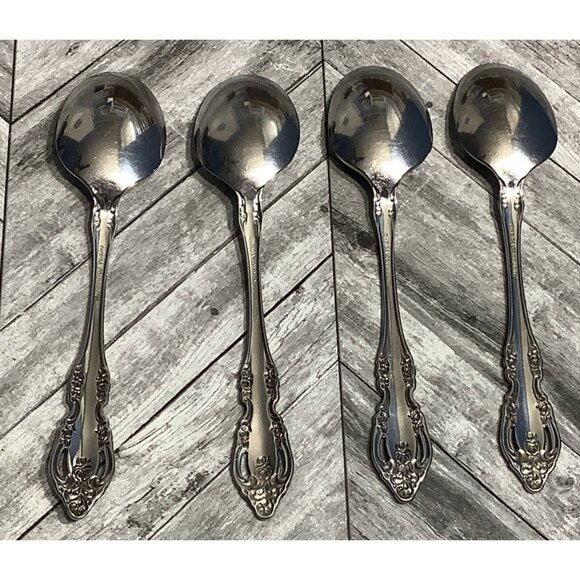 4 Vintage Oneida Community Brahms Silverware Table Spoons Set Flatware - Picture 2 of 5
